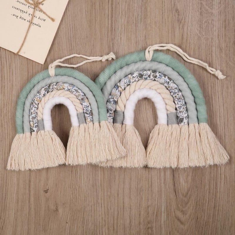 Arc en ciel mural tissu macramé