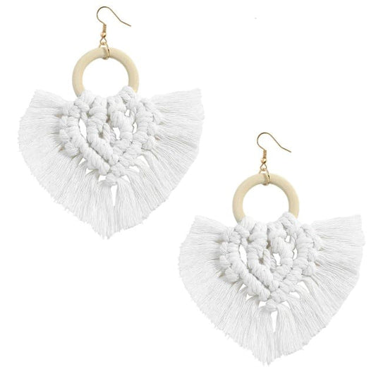 Boucle d'oreille coton macramé