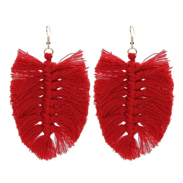 Boucle d'oreille macramé plume