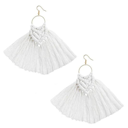 Boucle d'oreille pampille macramé