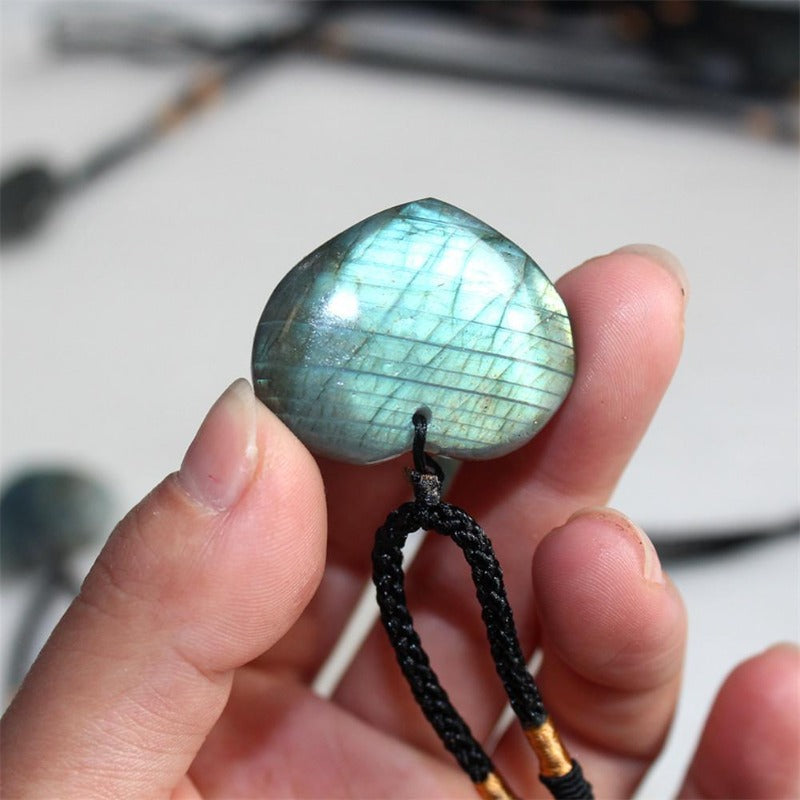 Collier macramé labradorite