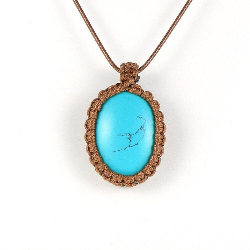 Collier macramé pierre