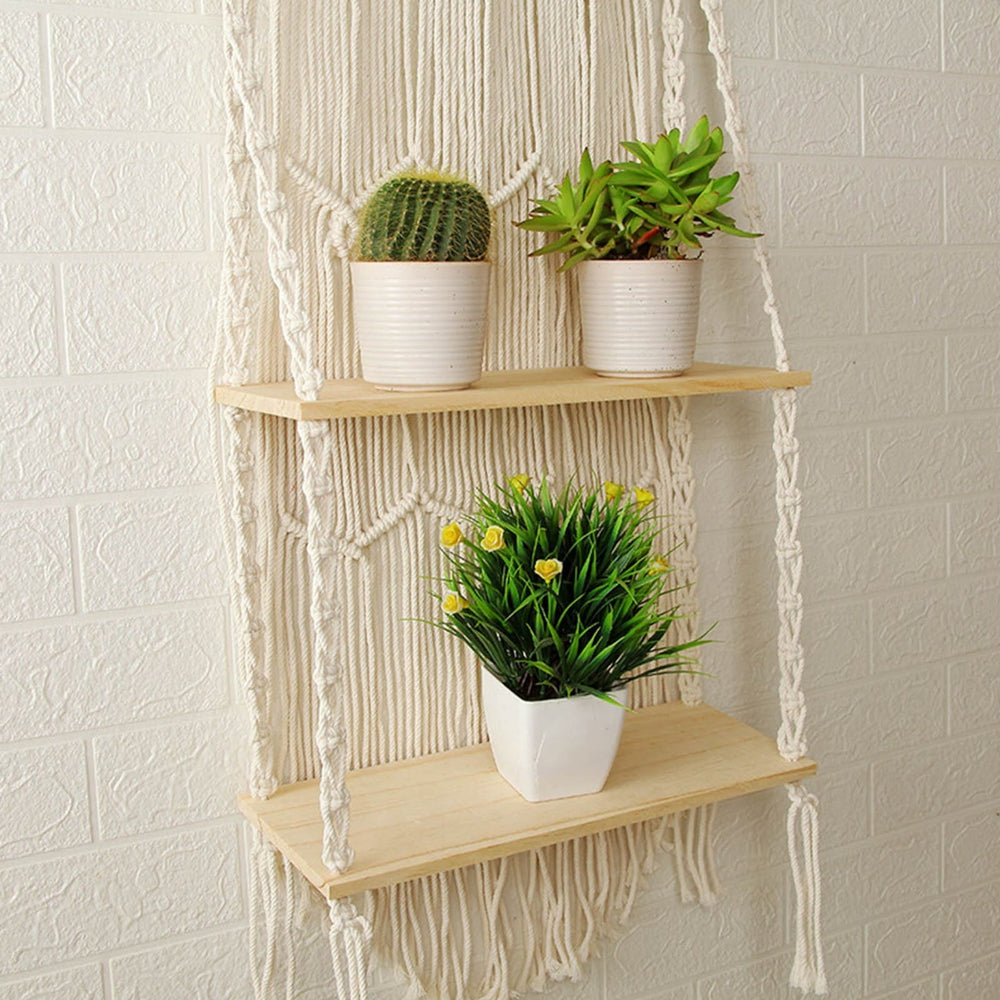 Double étagère macramé
