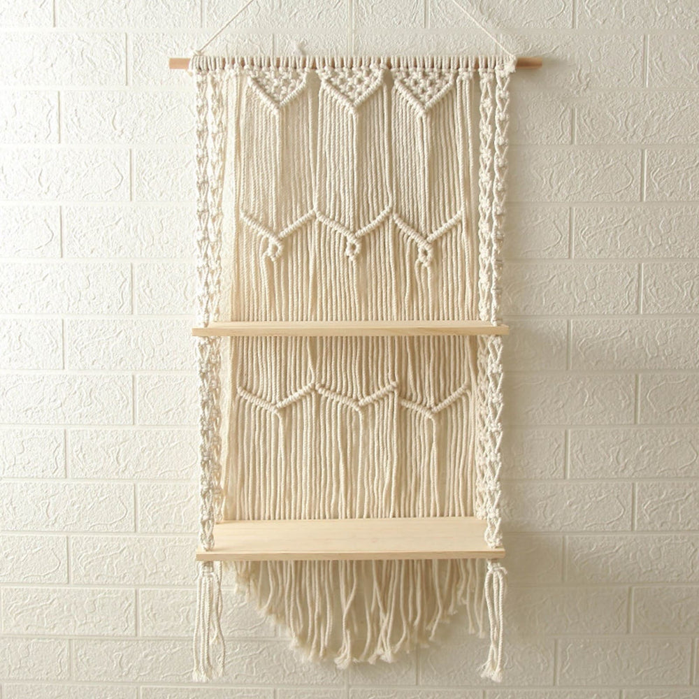 Double étagère macramé