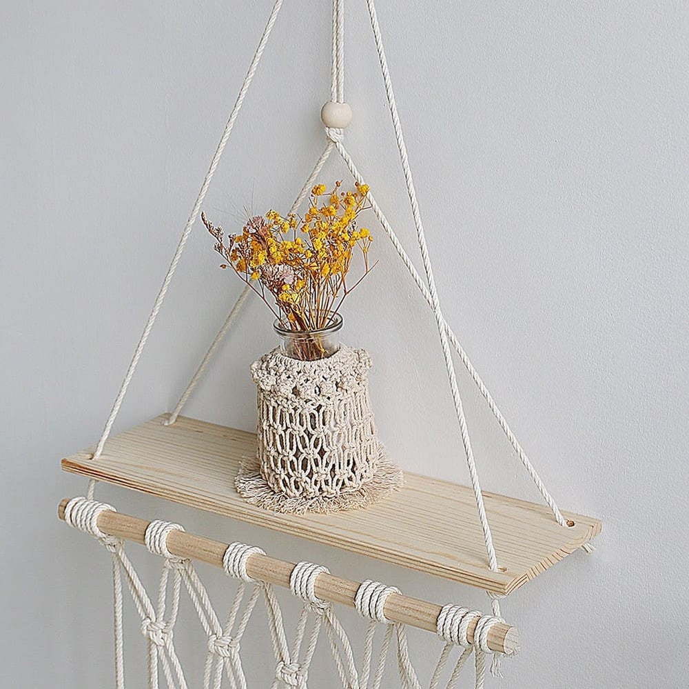 Étagère macramé nordique