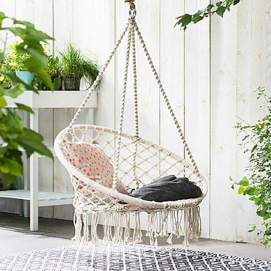 Fauteuil suspendu en macramé