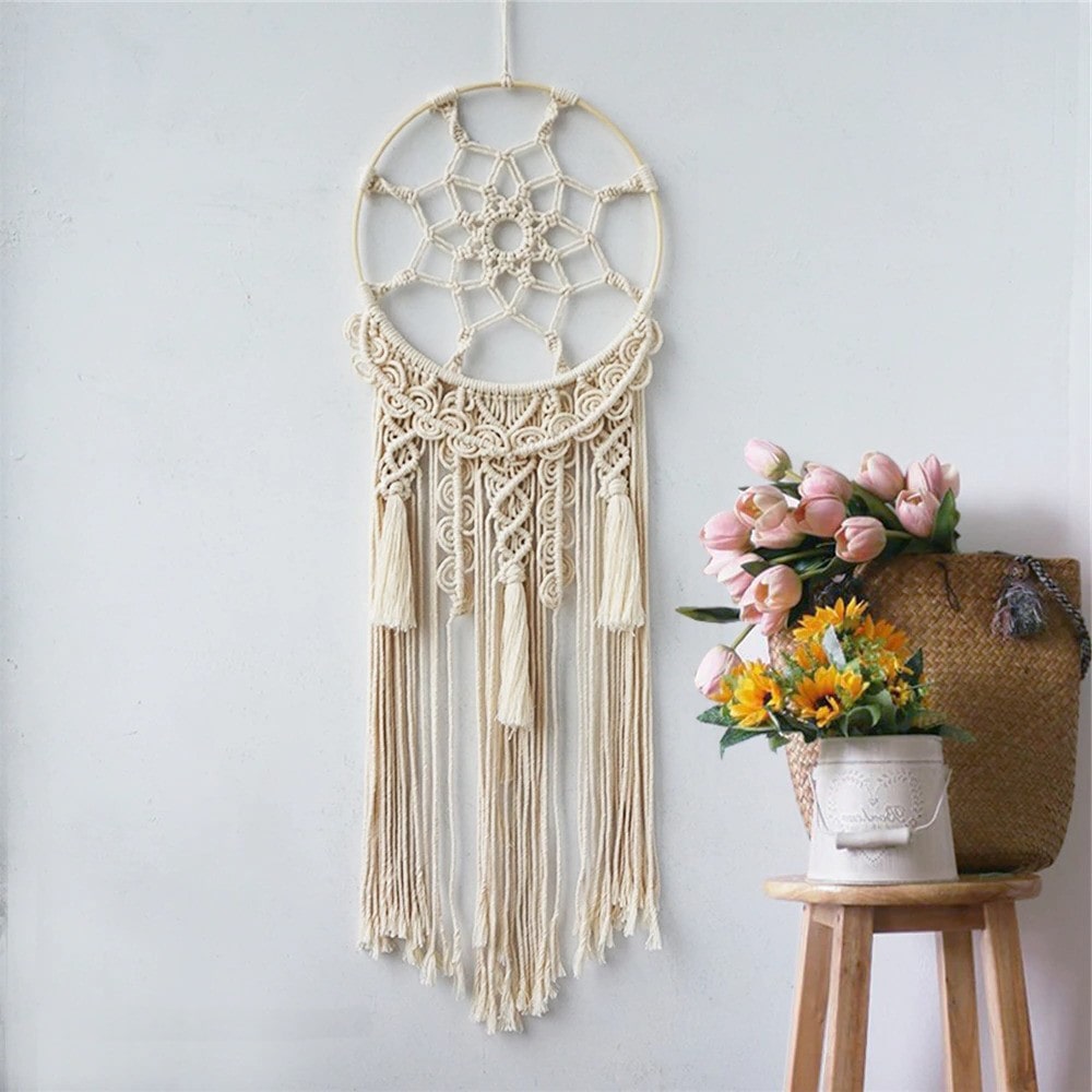 Grand capteur de rêve macramé