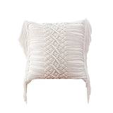 Housse de coussin en macramé écru
