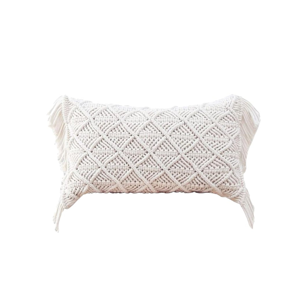 Housse de coussin rectangulaire bohème en macramé