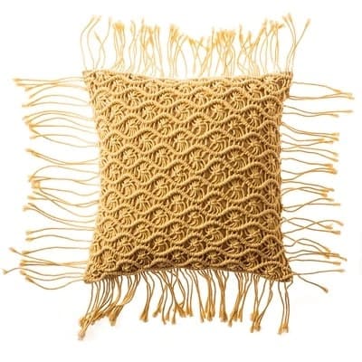 Coussin macramé vert