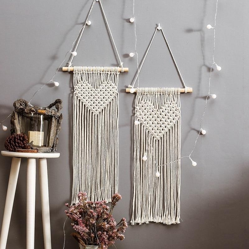 Macramé mural cœur