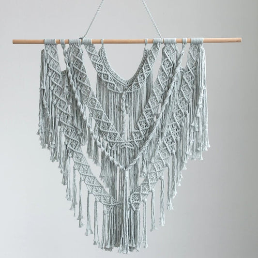 Macramé mural gris