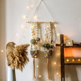 Macramé porte plante double