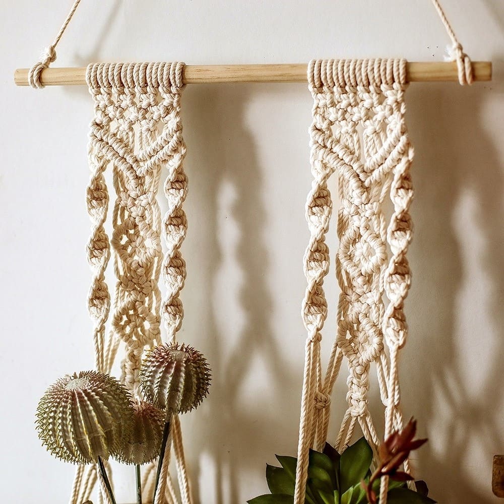 Macramé porte plante double