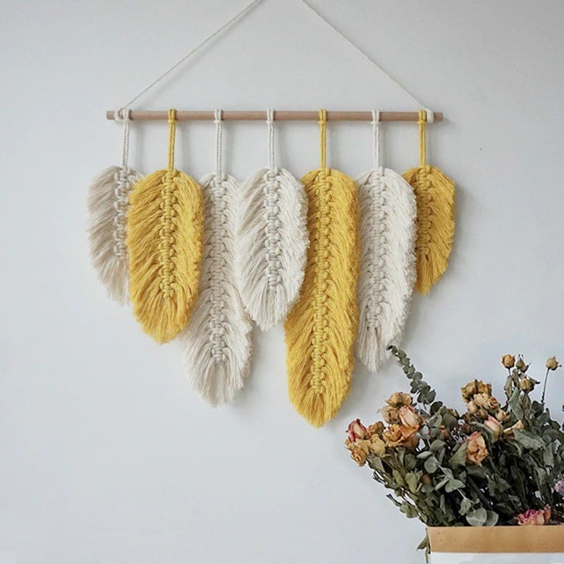 Macramé avec plume