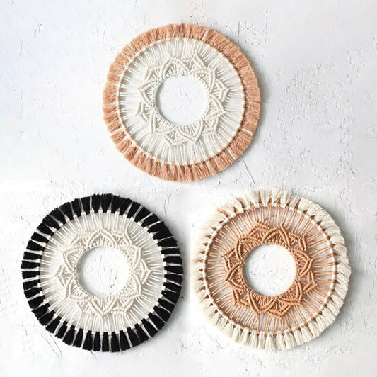 Miroir mandala macramé