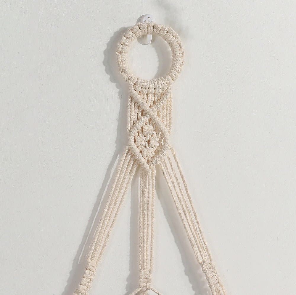 Miroir suspendu en macramé