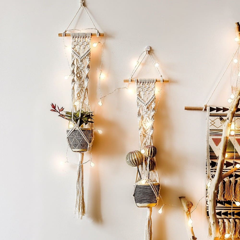Porte plante en macramé