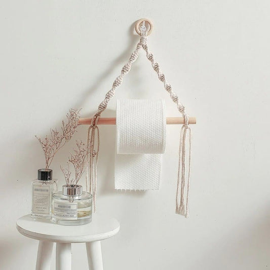 Porte-papier toilette en corde macramé