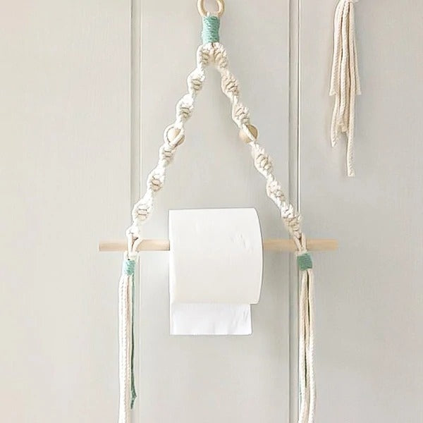 Porte rouleau macramé perles
