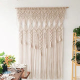 Rideau de fil macramé pompons