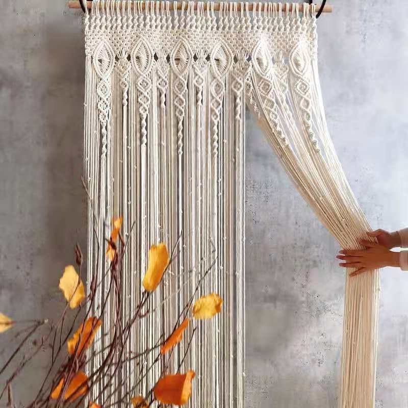 Rideau macramé en coton écru