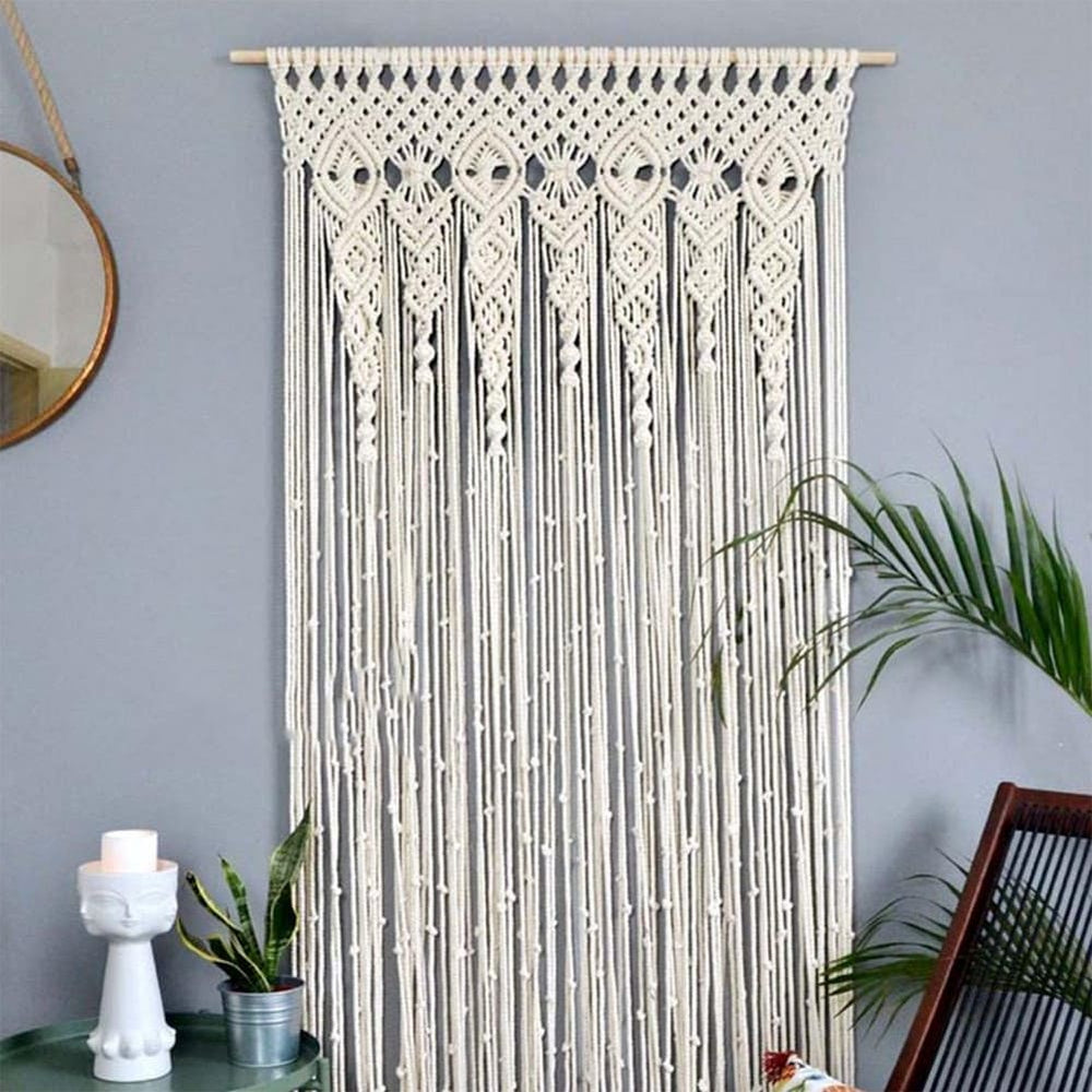 Rideau macramé en coton écru