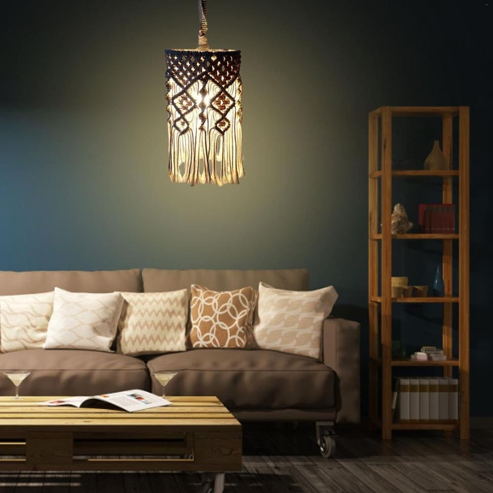 Suspension lampe macramé