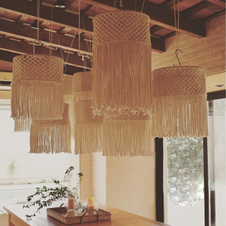 Suspension lustre macramé