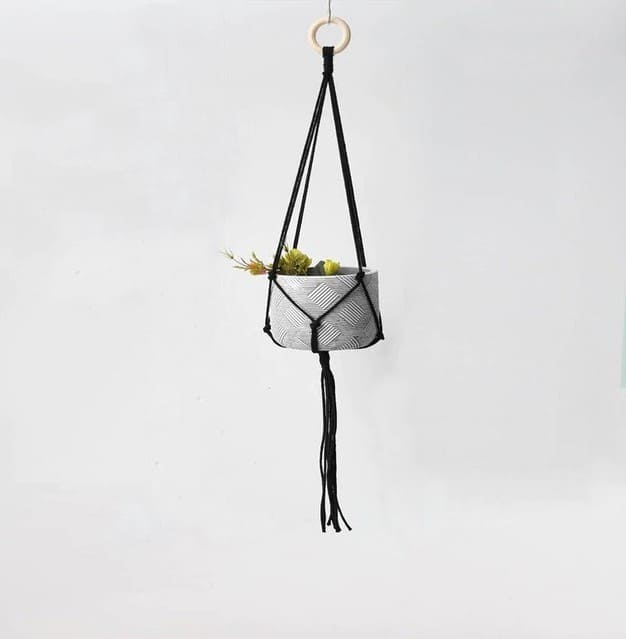 Suspension plante macramé noir