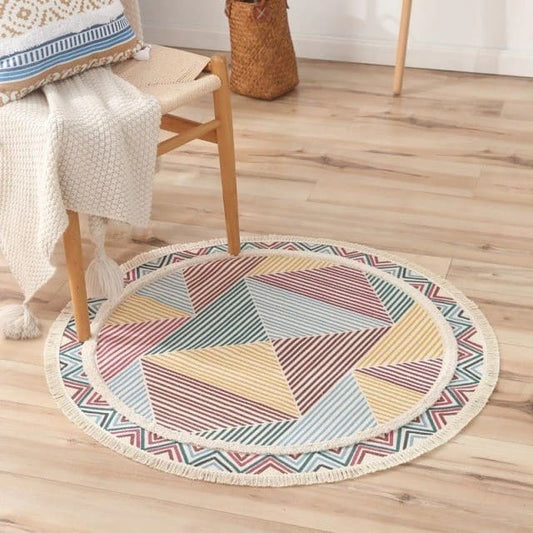 Tapis bohème rond en macramé