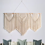 Tête de lit bois macramé