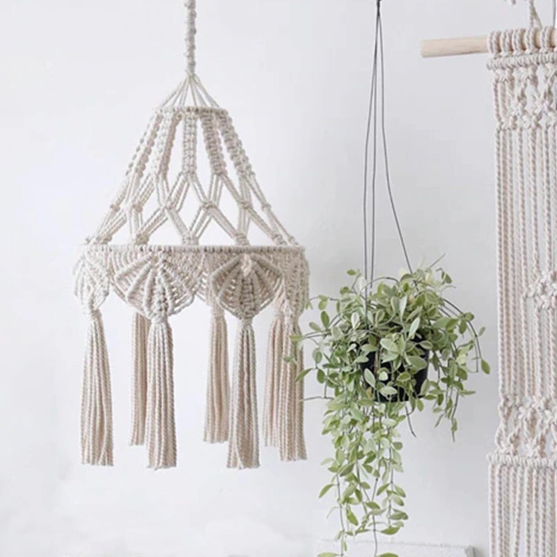 Abat-jour bohème en macramé