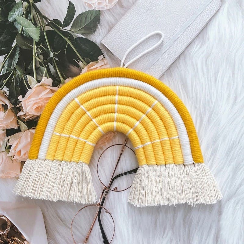 Arc en ciel macramé jaune