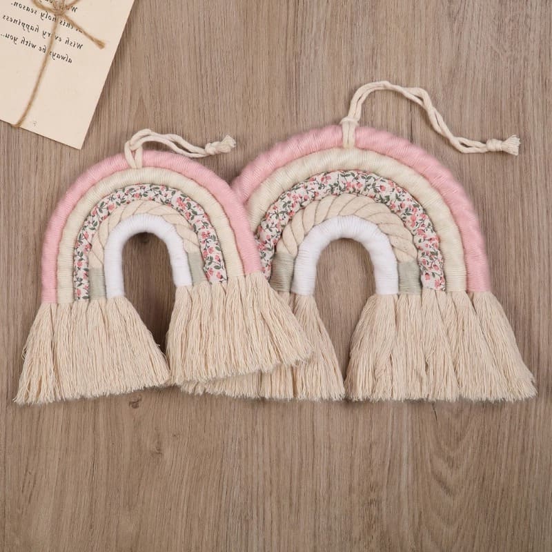 Arc en ciel mural tissu macramé