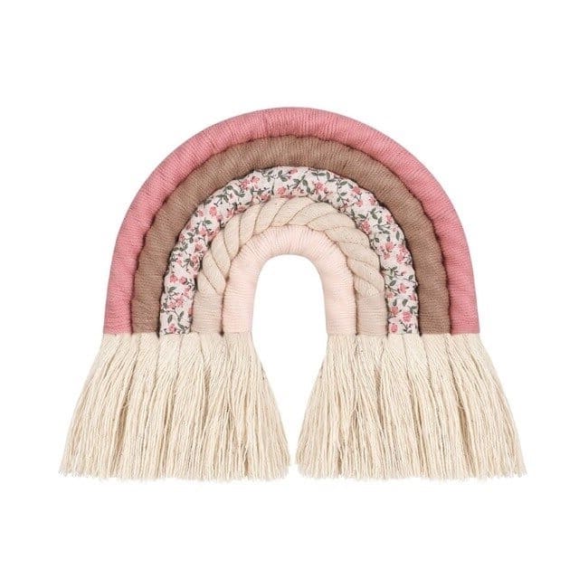 Arc en ciel mural tissu macramé