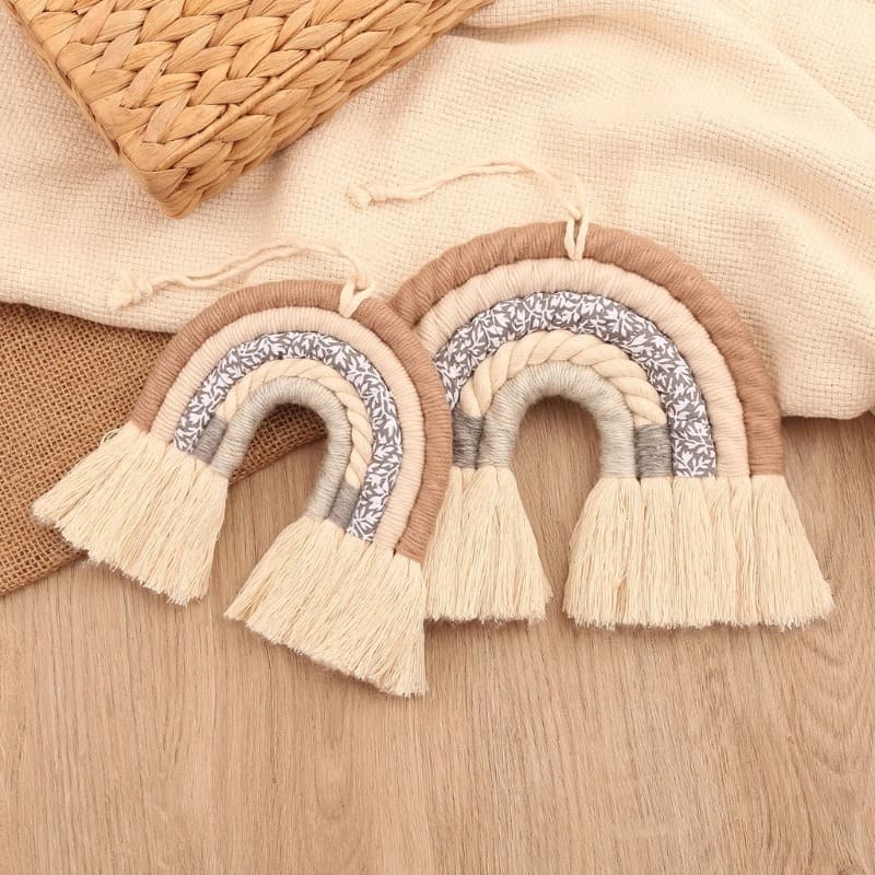 Arc en ciel mural tissu macramé