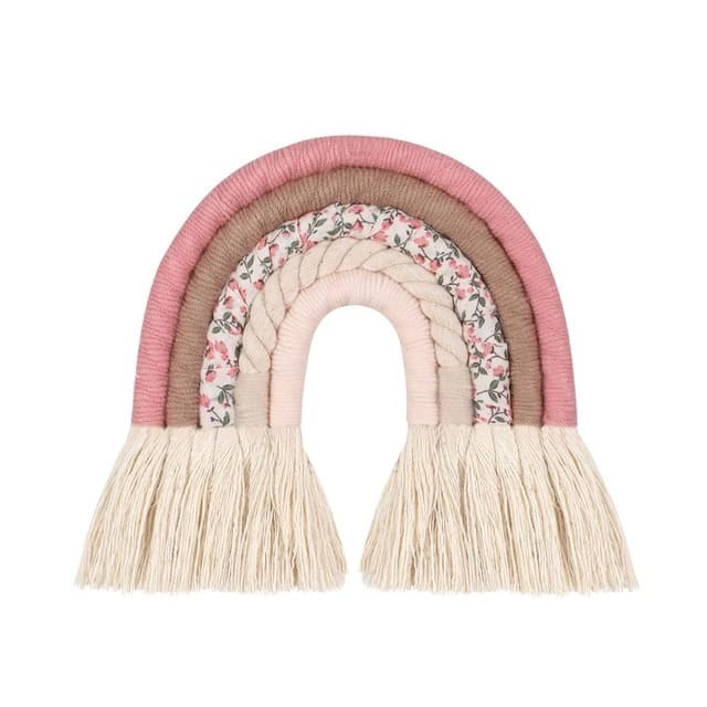 Arc en ciel mural tissu macramé