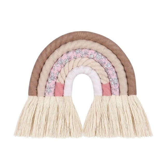 Arc en ciel mural tissu macramé
