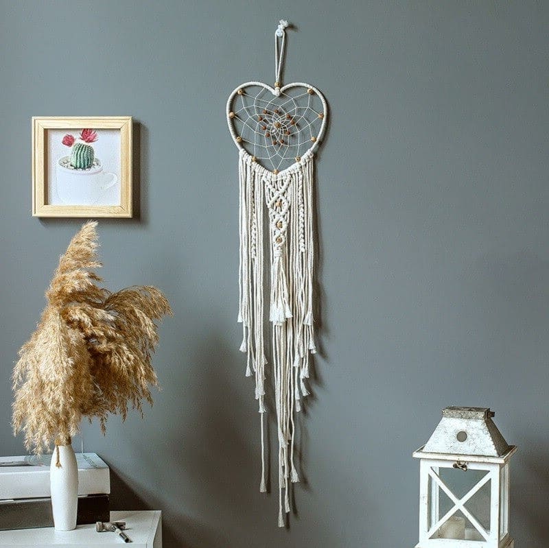 Attrape rêve cœur macramé