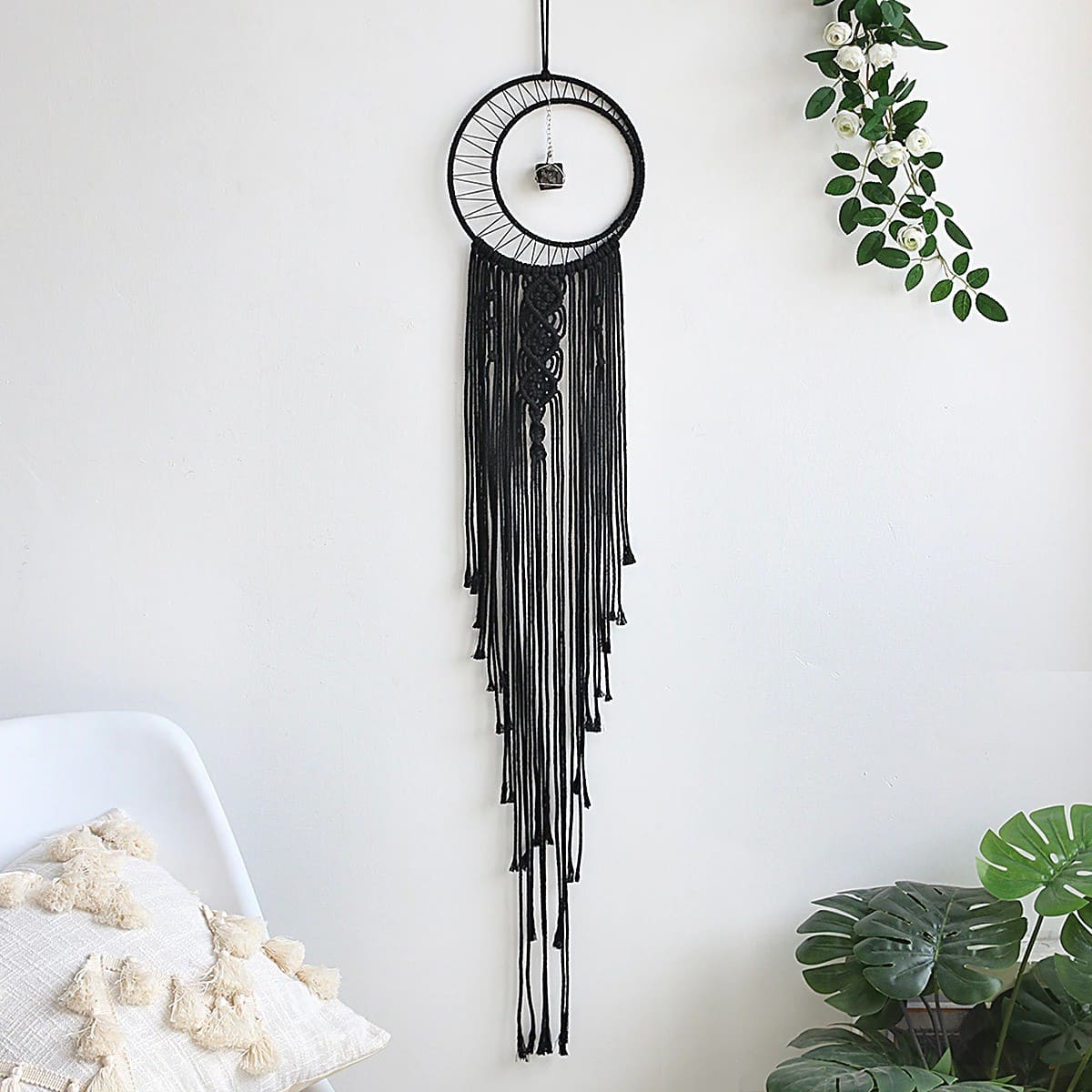 Attrape rêve noir macramé