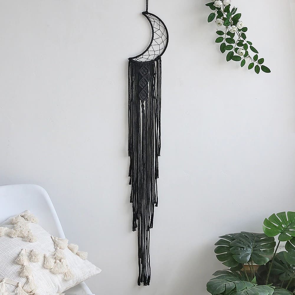 Attrape rêve noir macramé