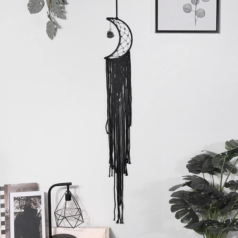 Attrape rêve noir macramé