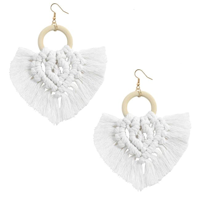 Boucle d'oreille coton macramé