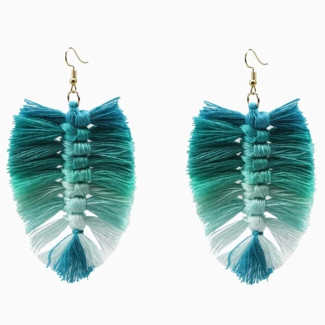 Boucle d'oreille macramé plume