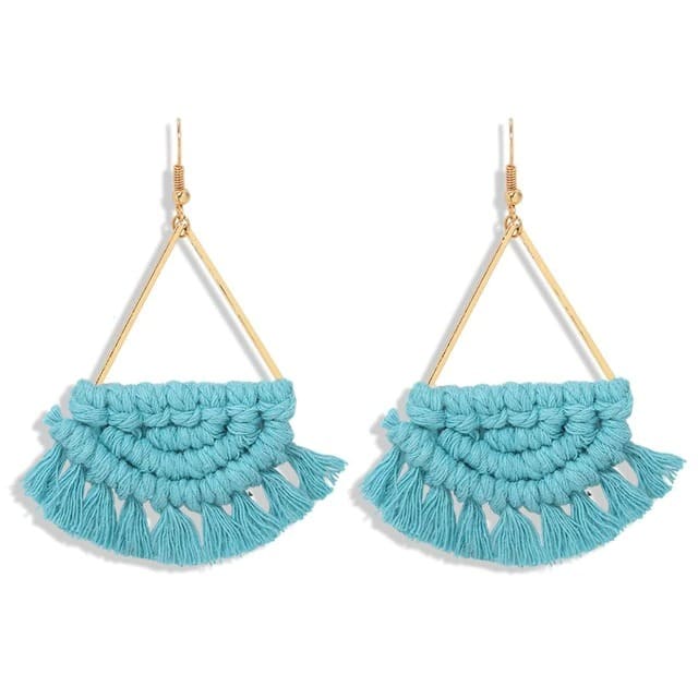 Boucle d'oreille pompon macramé