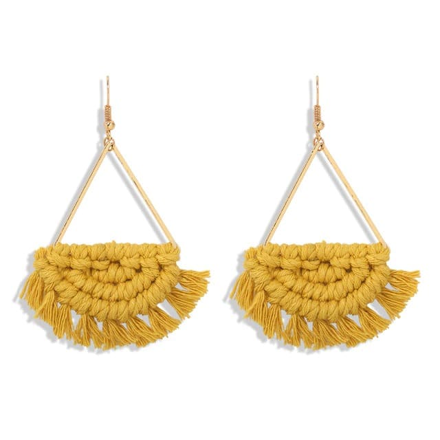 Boucle d'oreille pompon macramé
