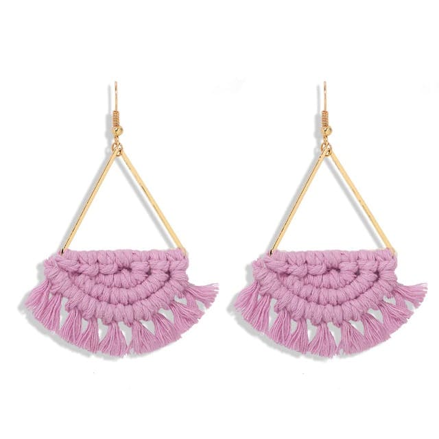 Boucle d'oreille pompon macramé