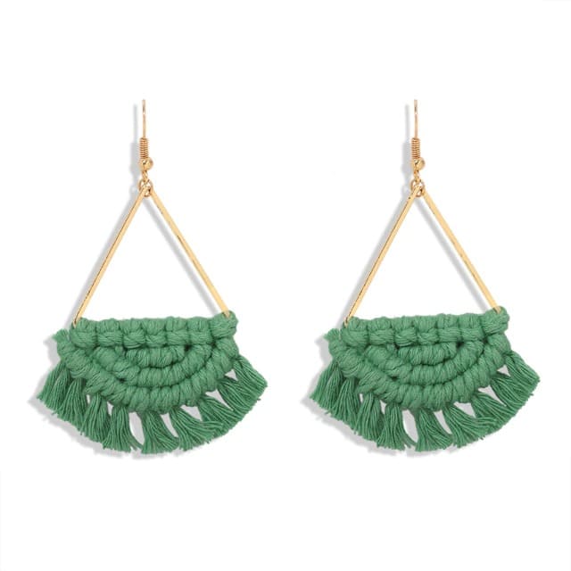Boucle d'oreille pompon macramé