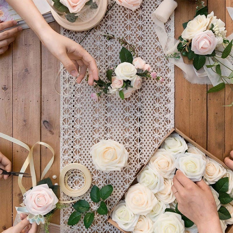 Chemin de table macramé blanc